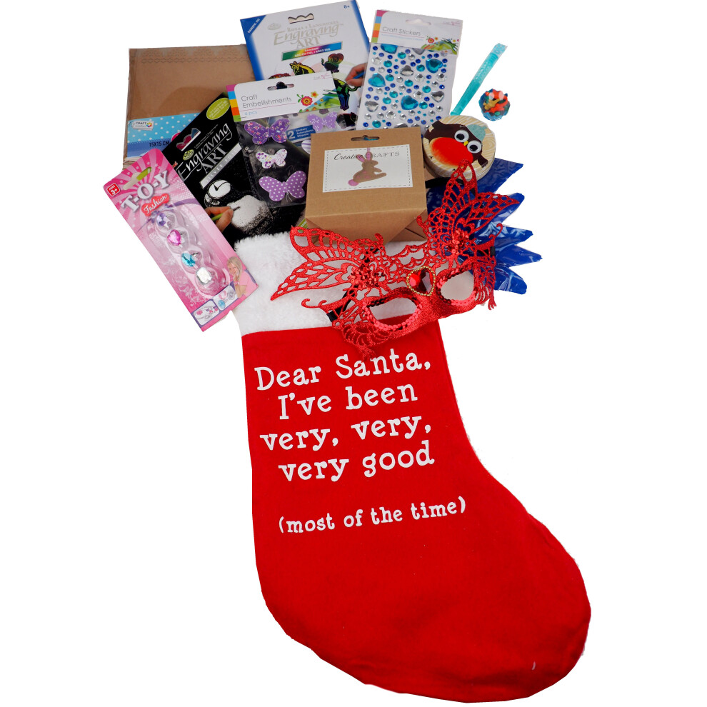 Girls Pre Filled Christmas Santa Stocking - With 12 Mystery Toys And Gifts