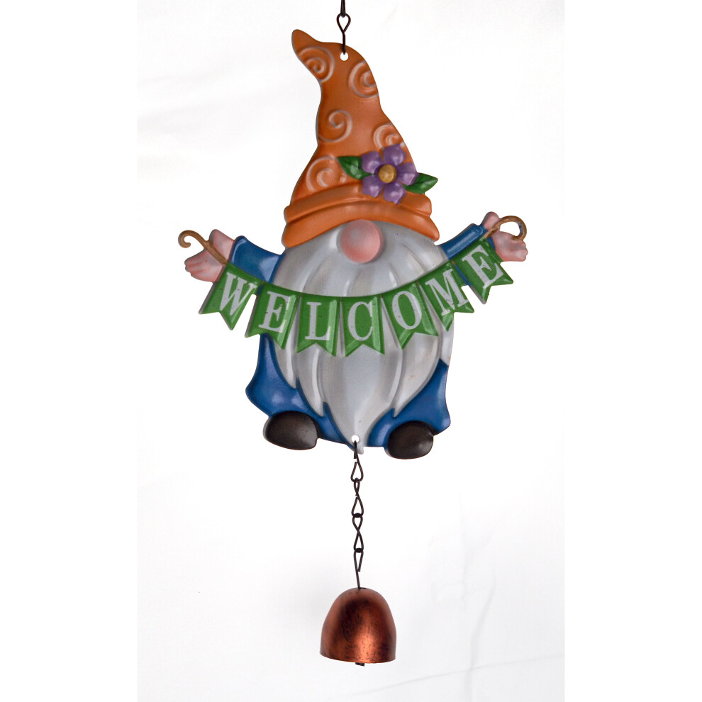 Welcome Banner Gonk Gnome Garden Metal Hanging Sign Plaque With Bell