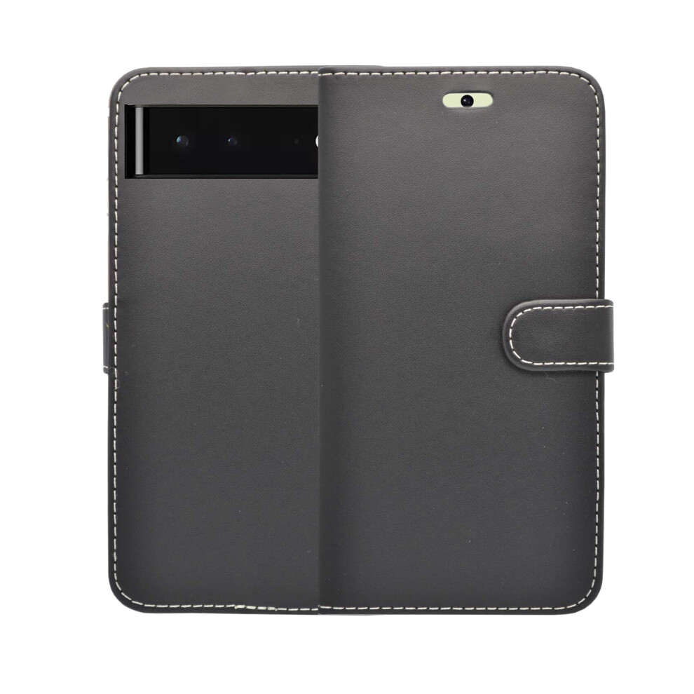 (Black) Case For Google Pixel 6A Wallet Flip PU Leather Stand Card Slot Pouch Cover