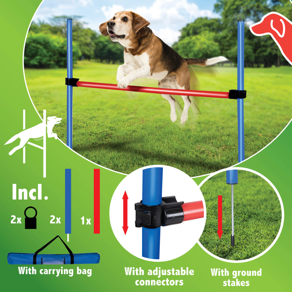 (Hurdle Set) Dog Agility Training Jump Play Poles Set Kit Bag