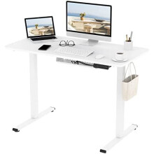 FLEXISPOT Electric Height Adjustable Standing Desk Sit Stand Desk Adjustable Desk Stand Up Desk with Memory Smart Pannel EF1 Series(120 * 60cm, White)
