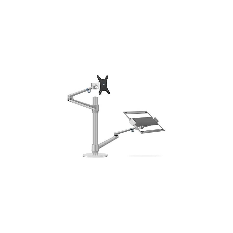 Thingy Club Dual Arm Monitor & Laptop Mount, Desk Mount Stand For Up To 30 Inch Computer Screen And 12-17 Inch Laptop, Height Adjustable, Swivel At 5712443117065