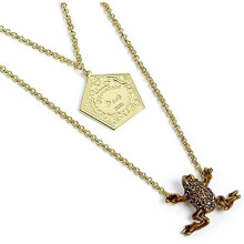 Official Harry Potter Sterling Silver Chocolate frog gold plated layer necklace Embellished with Swarovski Crystals by The Carat Shop