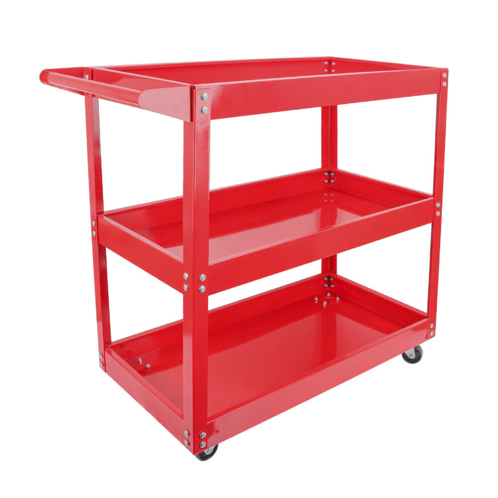 3 Tier Tool Trolley Workshop Garage Storage Wheel Cart Shelf Tray