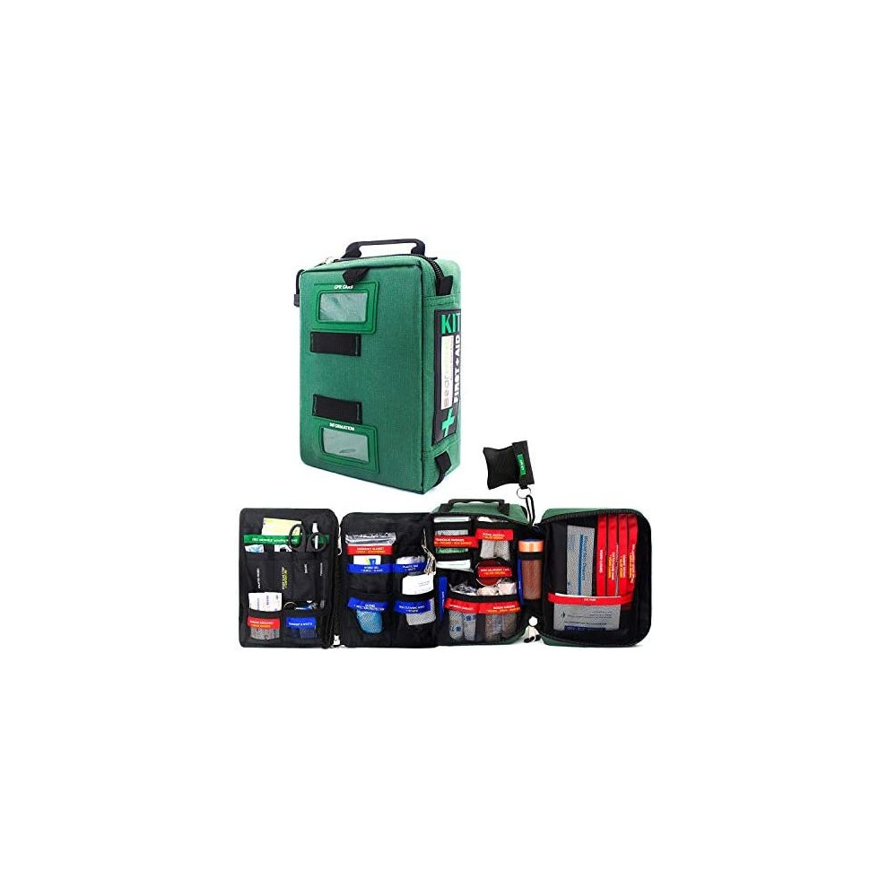 255PCs Compact First Aid Kit Emergency Survival Trauma Kit Medical Kit with Labeled Compartments for Boat Car Camping Hiking Travel & Backpacking