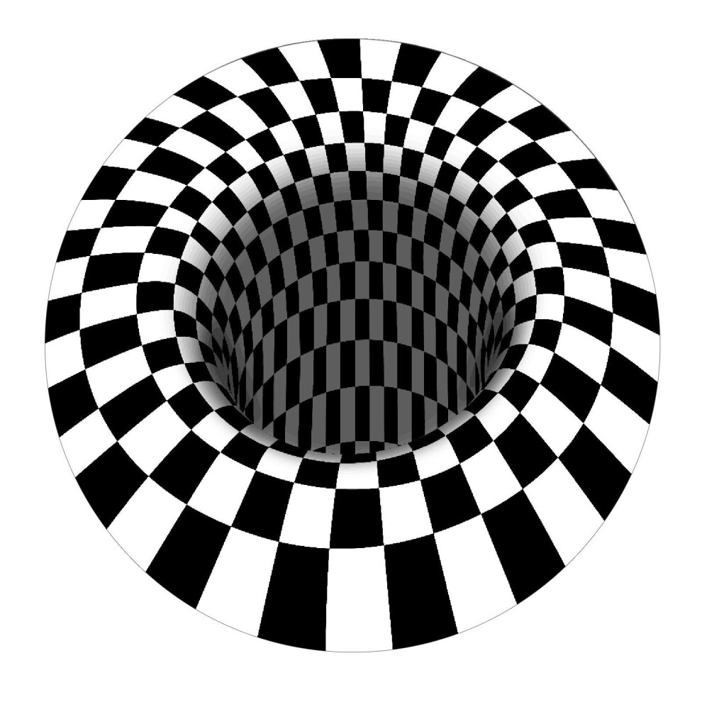 (White, 100*100cm/39.37*39.37in) 3D Space Round Carpet Checkered Vortex