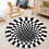 (White, 100*100cm/39.37*39.37in) 3D Space Round Carpet Checkered Vortex 6