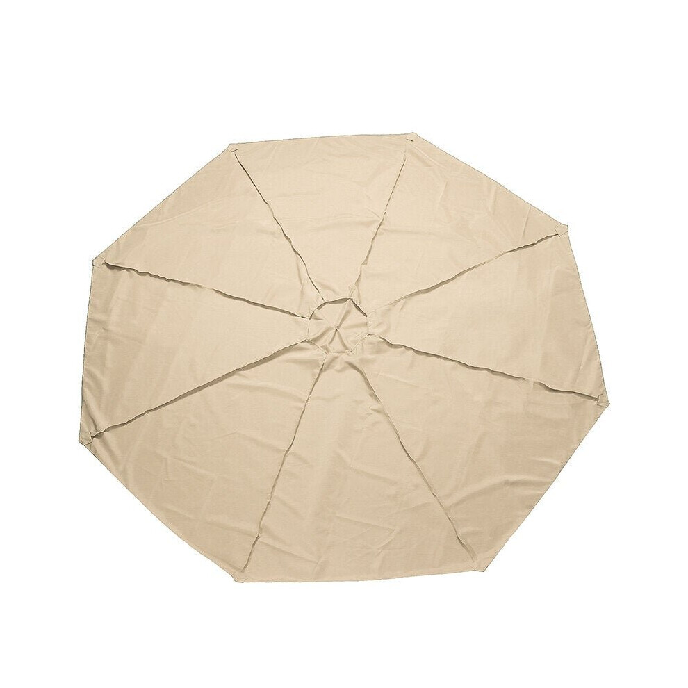 (Beige) 3m Outdoor Umbrella Canopy Replacement Fabric Garden Parasol Roof For 8 Arm Sun Cover