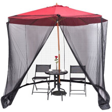 (Black) Parasol Mosquito Net Cover Outdoor Garden Umbrella Table Screen Bug Netting