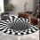 (White, 100*100cm/39.37*39.37in) 3D Space Round Carpet Checkered Vortex 5