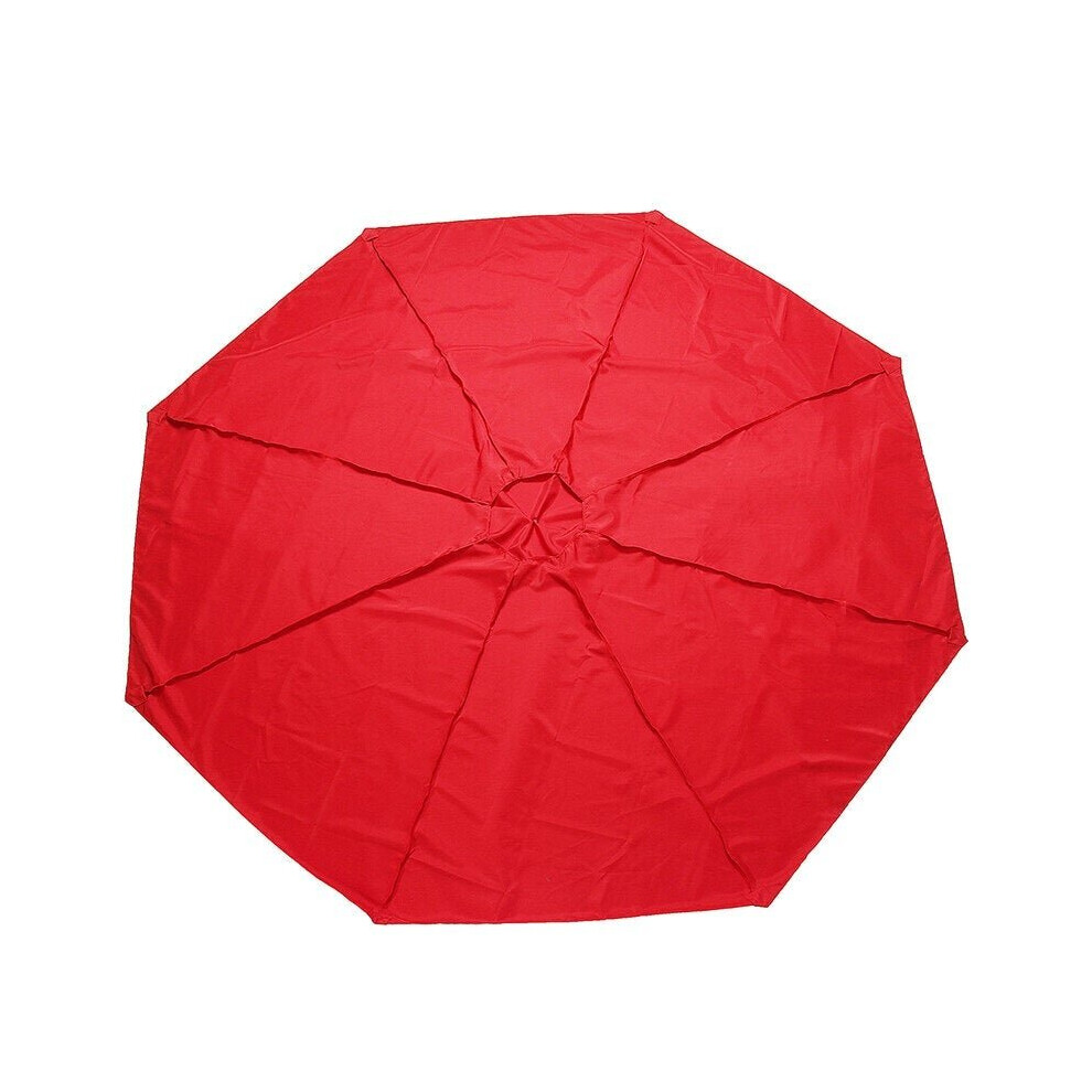 (Red) 3m Outdoor Umbrella Canopy Replacement Fabric Garden Parasol Roof For 8 Arm Sun Cover