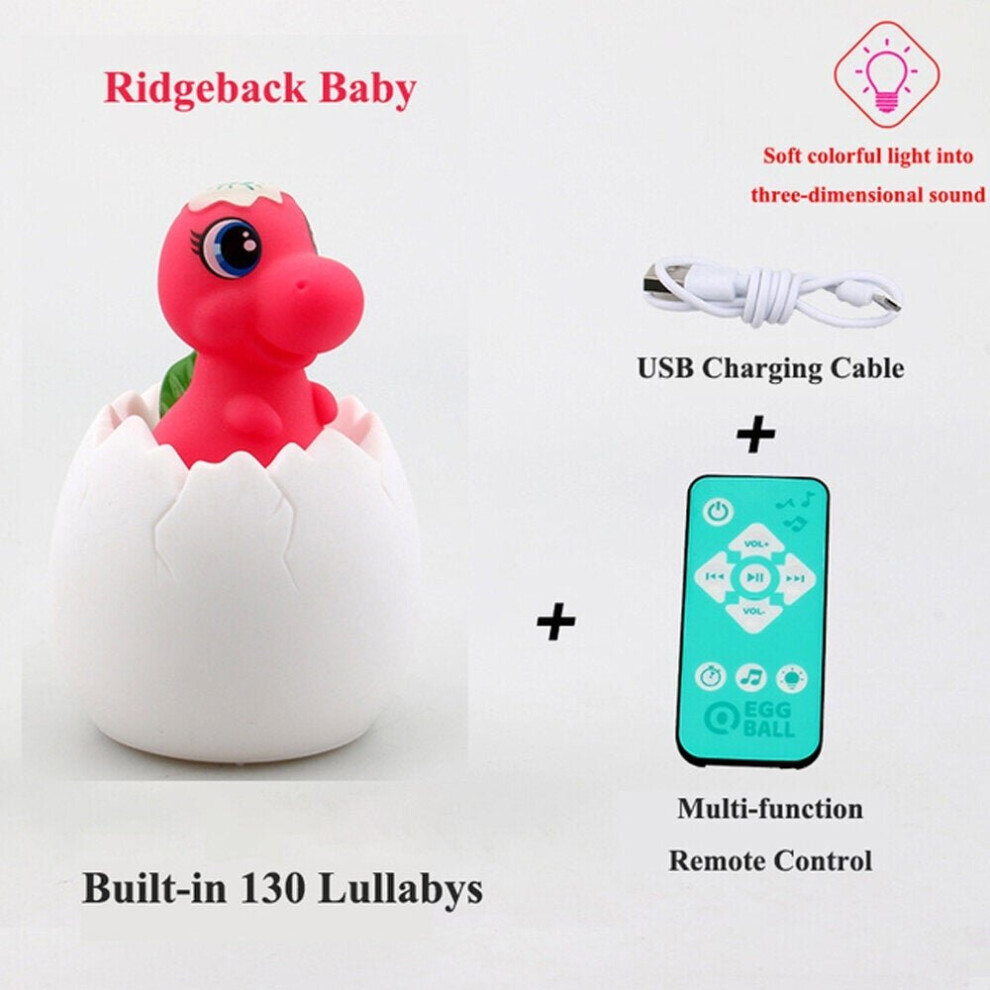 (Ridgeback) Multi-shape Creative Simulation Dinosaur Egg Night Light Sensor Pats Colorful Music Table Lamp Baby Sleep Aid Kids Glowing Toy