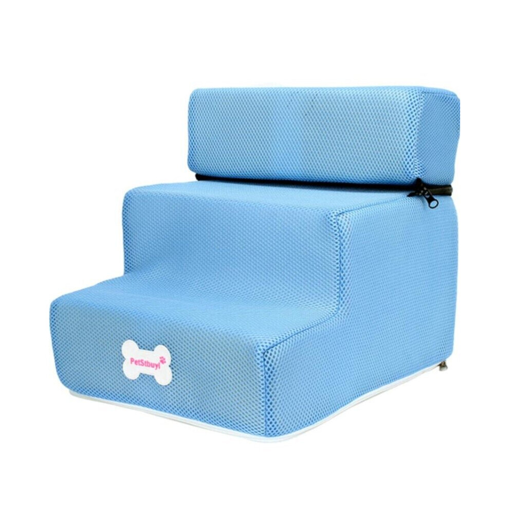 (Blue) Pet Stairs High Rebound Soft Washable Pet Ramp Climbing Ladder