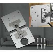 90mm Hinge Repair Plate Rust Resistant Steel Furniture Cupboard Repair Mount Set - 1 Plate + 6 Screws