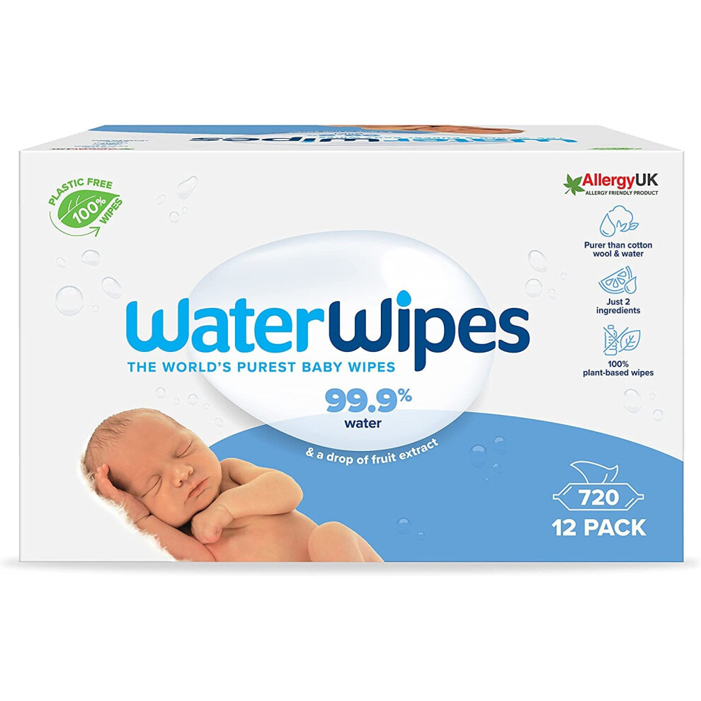 Original Biodegradable Baby Wipes 99.9% Water Based Wet Wipes & Unscented for Sensitive Skin 720 Count (12 Packs)