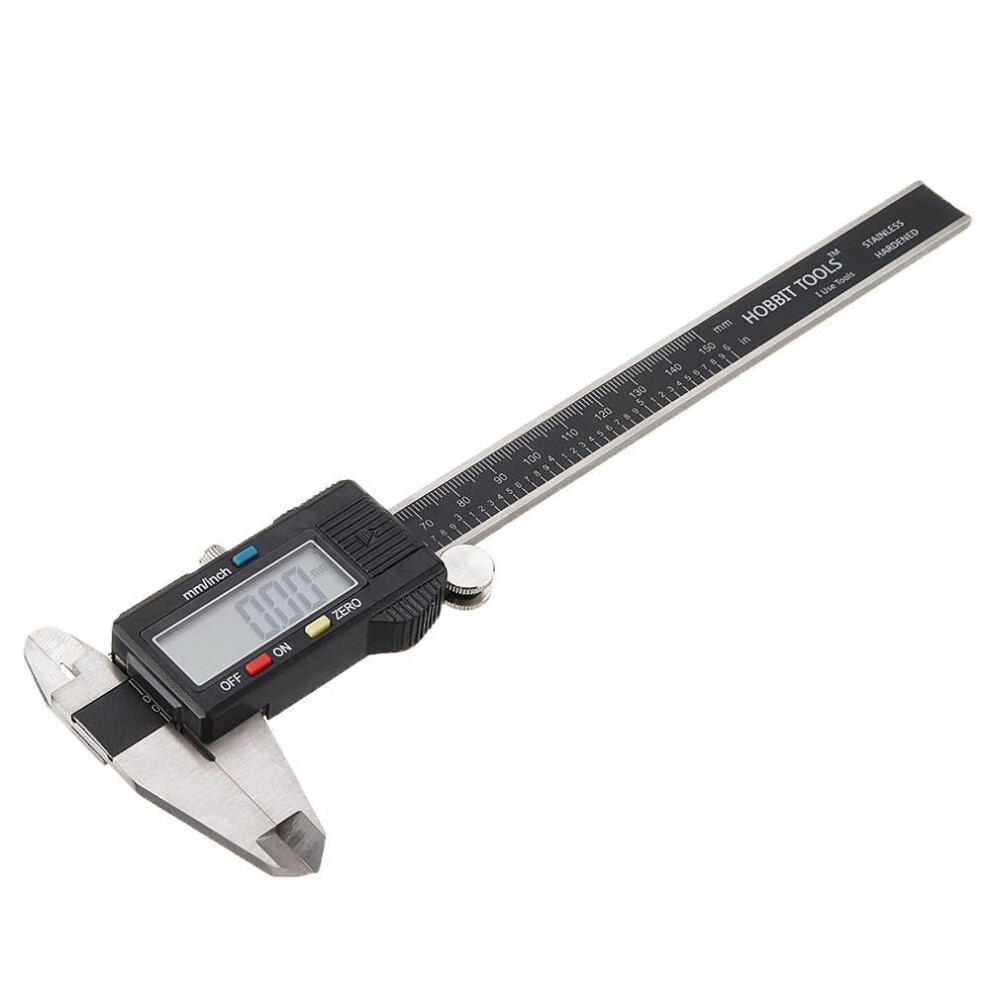 (Black) 0-150mm Stainless Steel Electronic Digital Caliper LCD Vernier Caliper Gauge Micrometer Measuring Tool