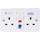 MK K6231WHI 2-Gang 13 amp RCD Socket 30 mA Active 1