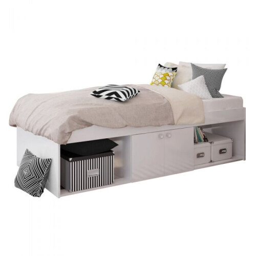 Kidsaw Low Single 3ft Cabin Bed - White with 3 Storage Compartments, 2 Open Areas & Front Doors, K0001