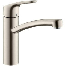 hansgrohe Focus kitchen tap 160 mm high with 360° swivel spout, stainless steel optic 31806800