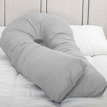 (Silver / Grey, 9 Foot Pillow + Cover) 9 & 12 FT U Shaped Pillow Ideal for Pregnancy Maternity Pillows