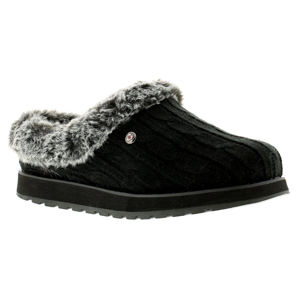(6 (Adults')) Skechers Keepsakes Ice Angel Womens Ladies Mule Slippers Black