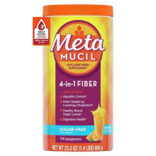 Metamucil Psyllium Sugar-Free Fiber Supplement Powder, Orange 114 Tsp