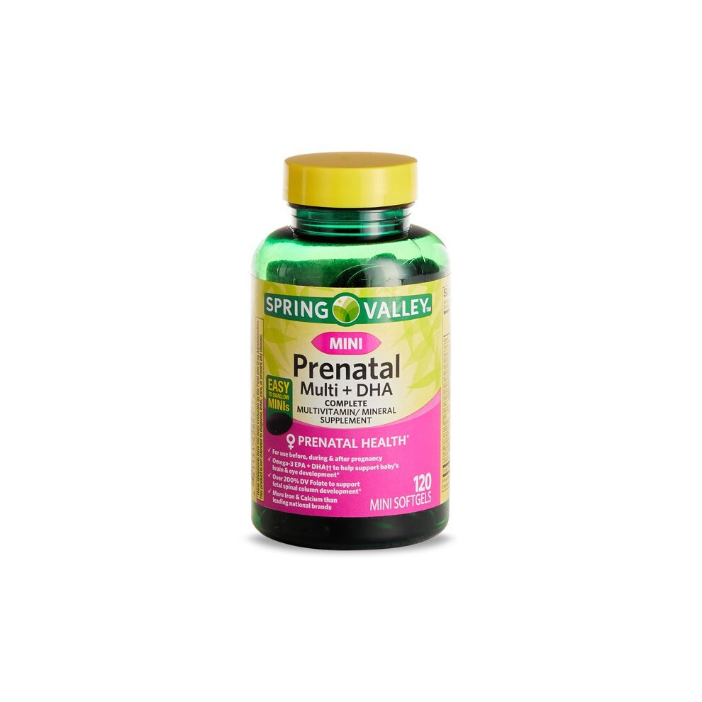 Spring Valley Mini Prenatal Complete Multivitamin (Multi + Dha), 120 Softgels