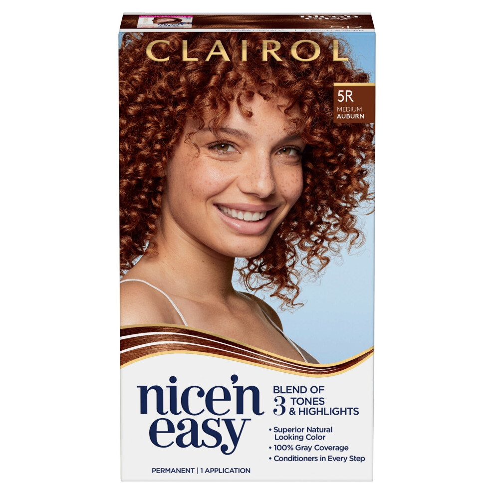 Clairol Nice'n Easy Permanent Hair Color Creme, 5R Medium Auburn, Hair Dye, 1 Application