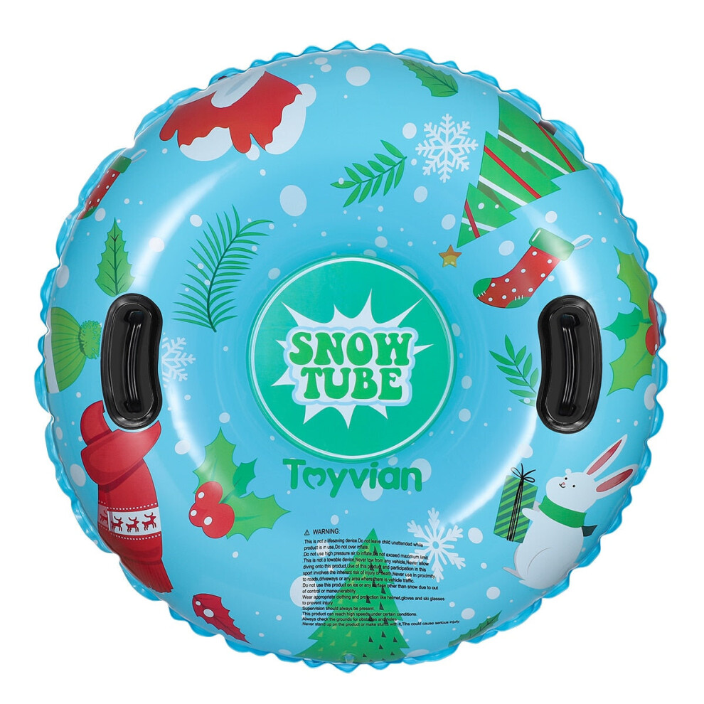 Inflatable 94cm Round Snow Sled with Handles for Kids