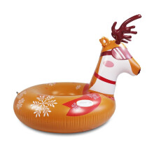 (Orange) Double Layer Inflatable ELK Snow Sled for Kids and Adults
