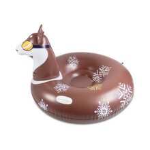 (Coffee) Double Layer Inflatable ELK Snow Sled for Kids and Adults