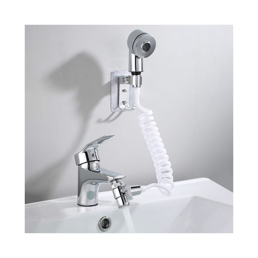 Bathroom Bathtub Wash Face Basin Water Tap External Shower Hand Held Spray Mixer Spout Faucet Wall Mounted Kit Rinser Extension Set Hair Washing