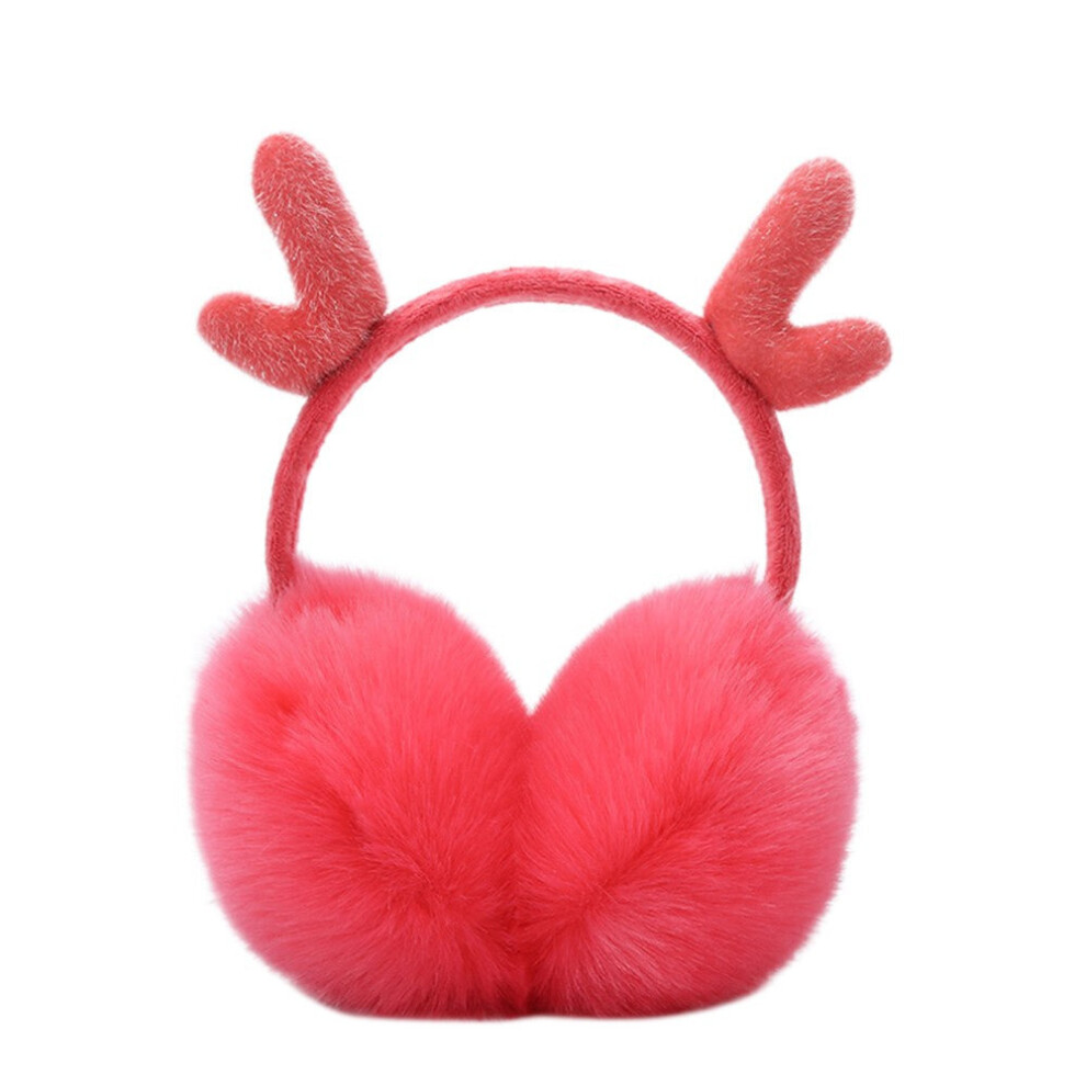 (Watermelon Red) Cute Fashion Antlers Earmuffs Outdoor Winter Warm