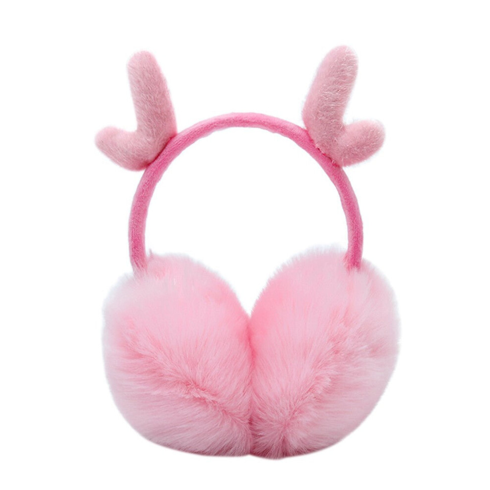 (Pink) Cute Fashion Antlers Earmuffs Outdoor Winter Warm