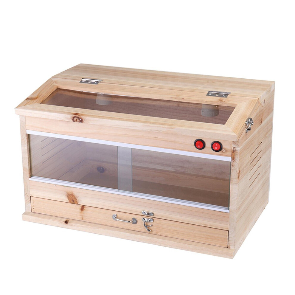 50*30*30cm Wooden Tool Reptiles Feeding Tank Bo* Enclosure Heating Cage Lizard Snake