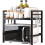 2-Tier Extendable Microwave Oven Rack - Adjustable, Space-Saving Kitchen Organizer in Black 1