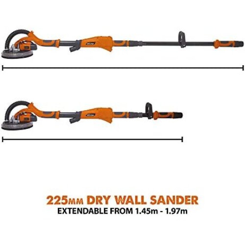 Evolution R225DWS 225 mm Telescopic Dry Wall Sander with LED Torch and 6 Sanding sheets - Orange/Black 2