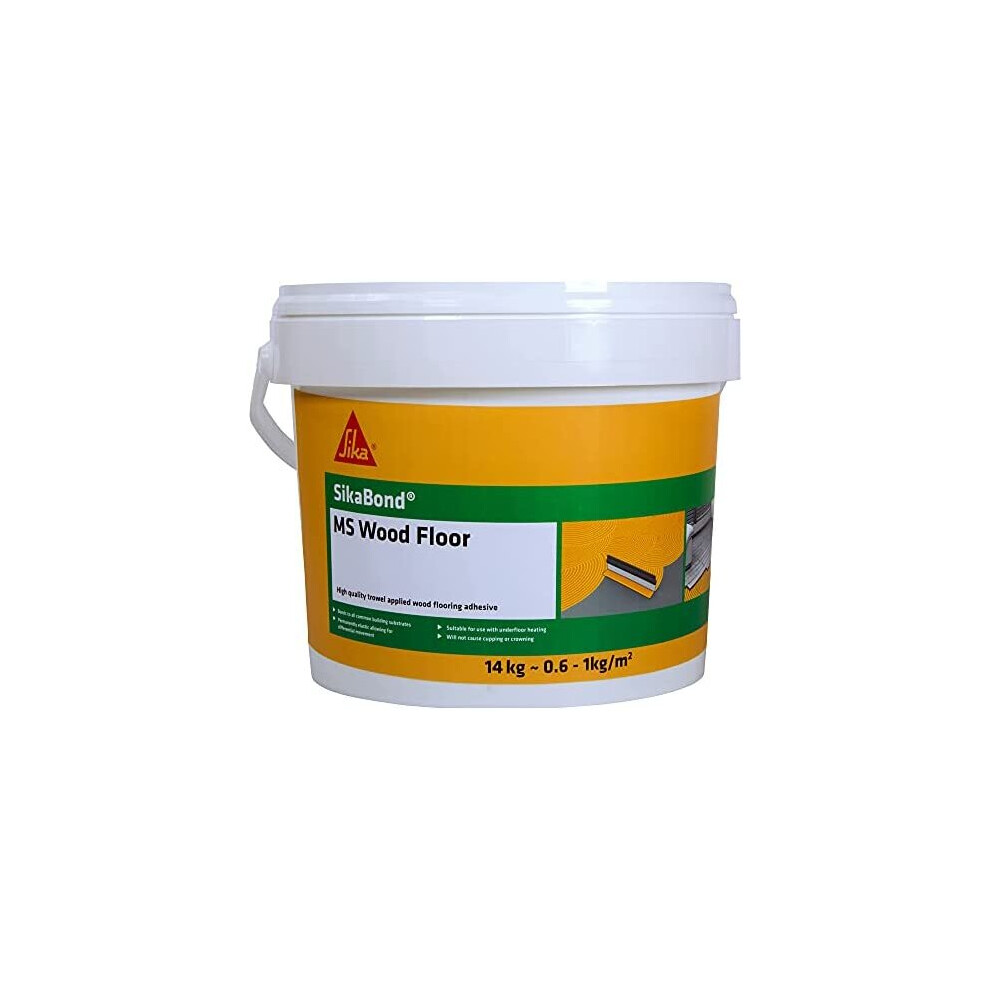 Sika SikaBond MS Wood Floor Trowel Applied Wood Flooring Adhesive, Parquet Brown, 14 kg
