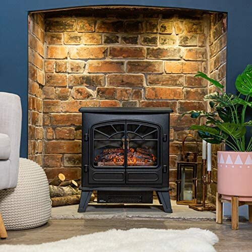 Russell Hobbs RHEFSTV2003B 1.85 KW Freestanding Black Electric Stove