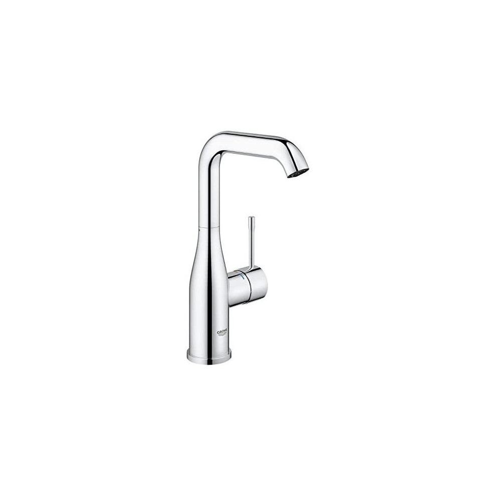 GROHE Essence high spout basin tap, single lever bathroom mixer, smooth body, no waste, swivel spout, water-saving, easy installation, chrome,