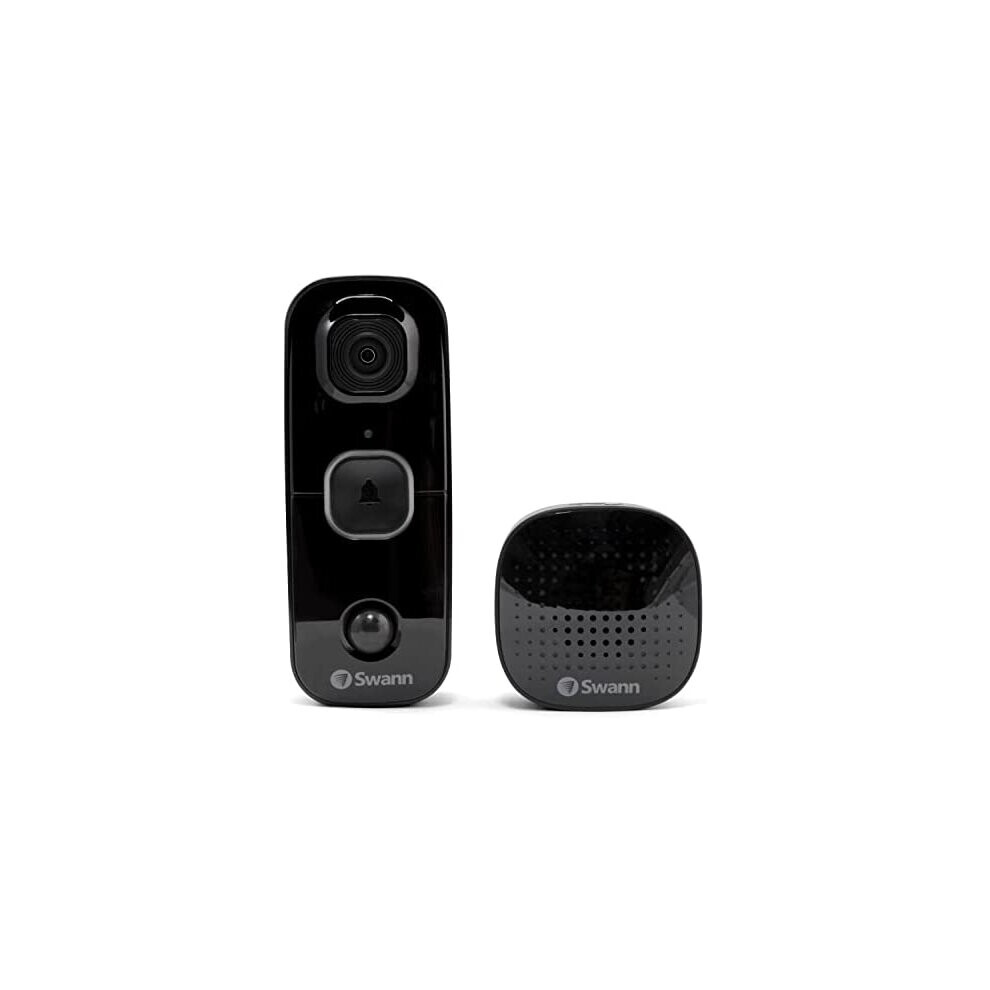 Swann Security Buddy Wireless Video Doorbell, 1080p, Heat & Motion Sensing, Night Vision, 2-Way Audio - Black