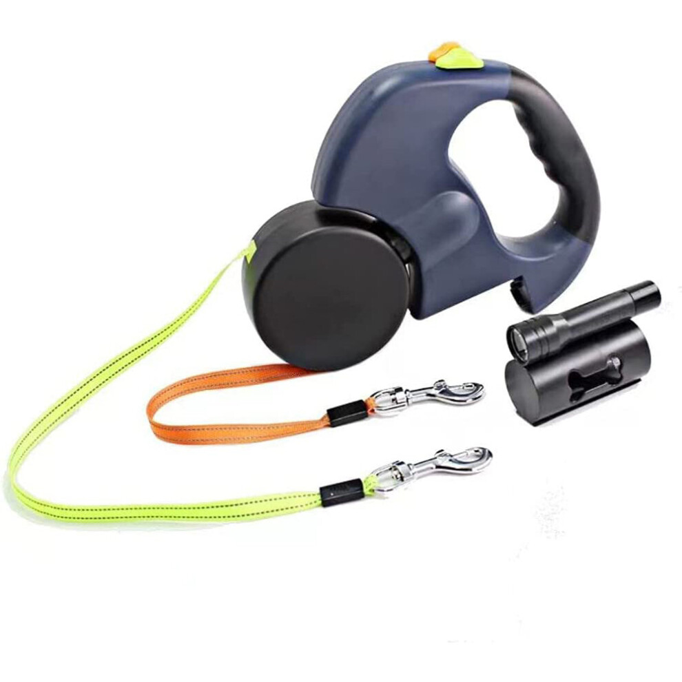 Bedee Double Retractable Dog Lead 360°No Tangle Retractable Pet Leash W/ Led Blue