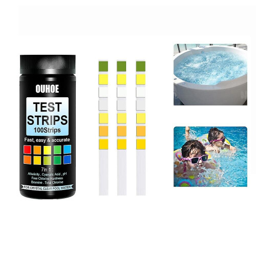 100 Pack Pool Test Strips 7-in-1 Pool Water Test For Ph Chlorine Bromine