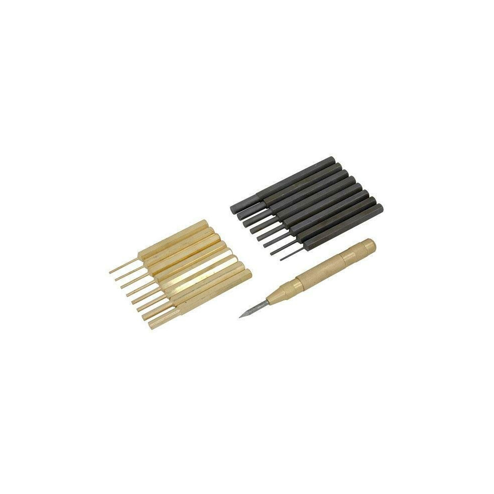 Neilsen Pin Punch Set -18Pc. Brass & Carbon Steel Punches. Auto Centre Punch (Ct0867)
