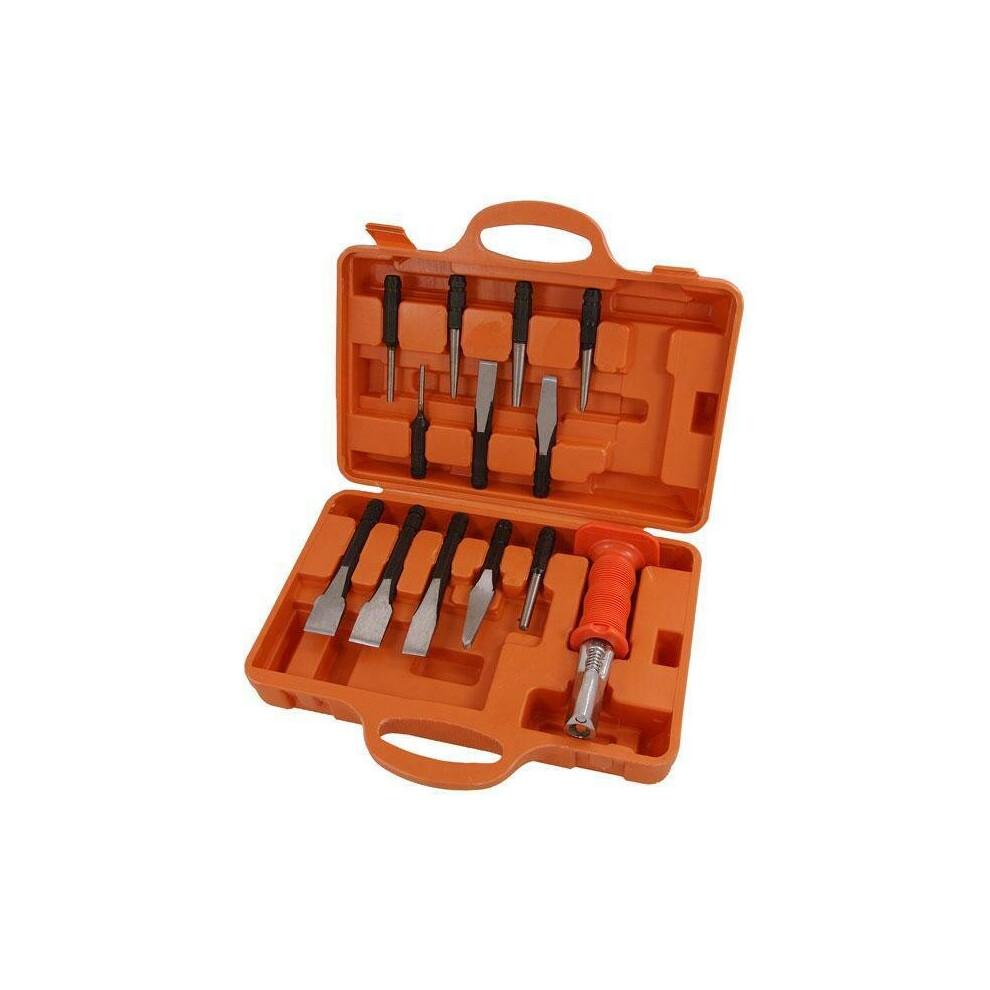 13Pc Punch & Chisel Set Flat Cape Chisels Pin Centre Punches (Neilsen CT1251)