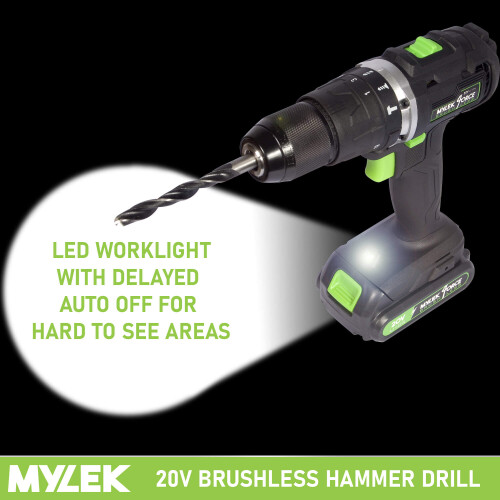 MYLEK MYLEK 20v Cordless Brushless Motor Hammer Drill 1