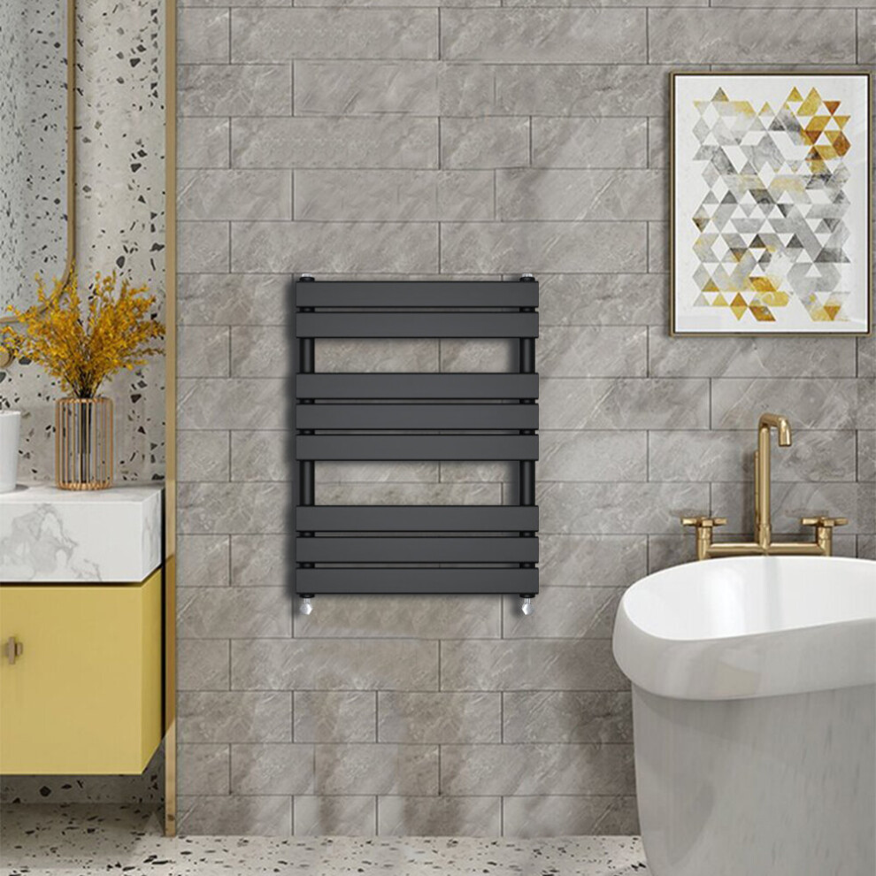 (800x600mm) WarmeHaus - Minimalist Heated Towel Rail Radiator Bathroom Flat Panel Black