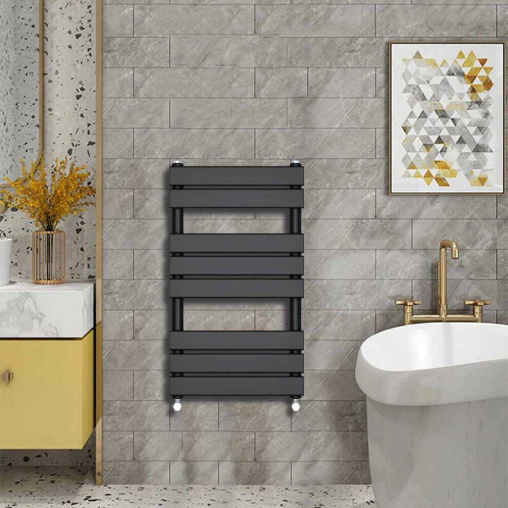 (800x450mm) WarmeHaus - Minimalist Heated Towel Rail Radiator Bathroom Flat Panel Black