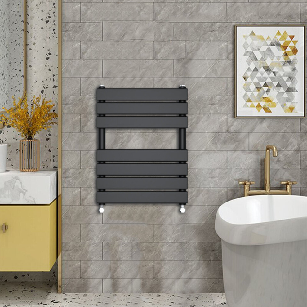 (650x500mm) WarmeHaus - Minimalist Heated Towel Rail Radiator Bathroom Flat Panel Black