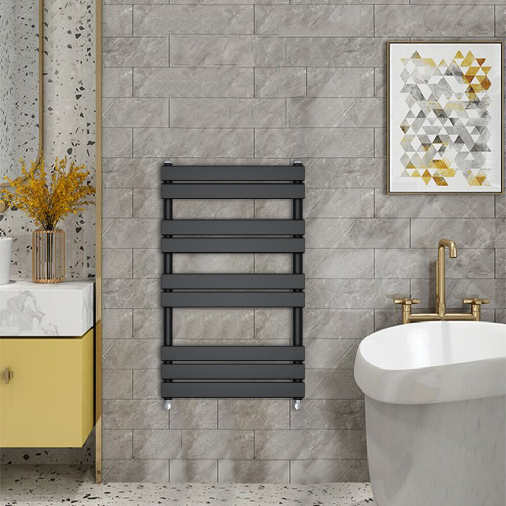 (1000x600mm) WarmeHaus - Minimalist Heated Towel Rail Radiator Bathroom Flat Panel Black